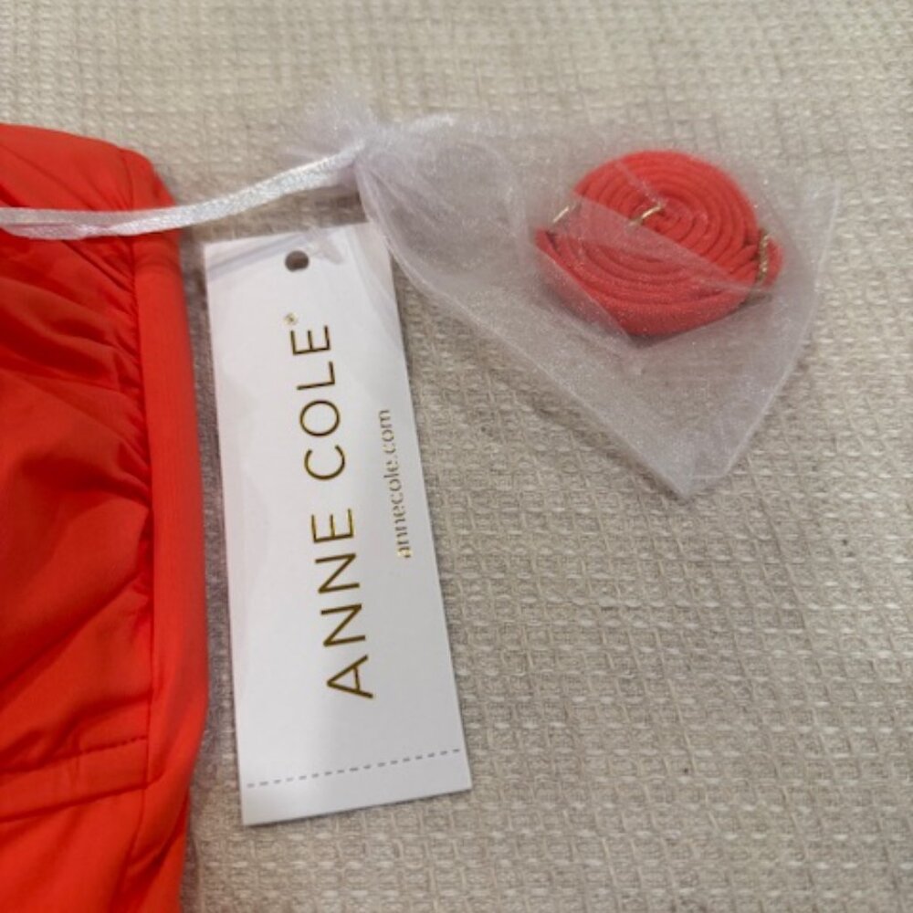 NWT! Anne Cole Twist Front Shirred One Piece-Orange Size 10 - Picture 5 of 6